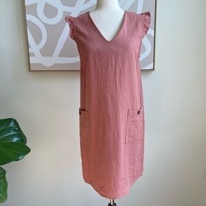 Monteau linen rayon blend summer transitional weather dress, size M